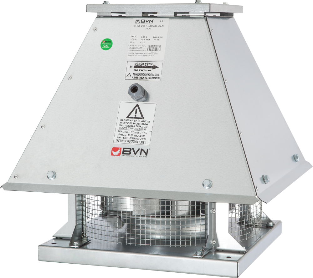 Bvn Bahçıvan Brcf 355T Yatay Atışlı Radyal Çatı Fanı 380V (2900m³/h)